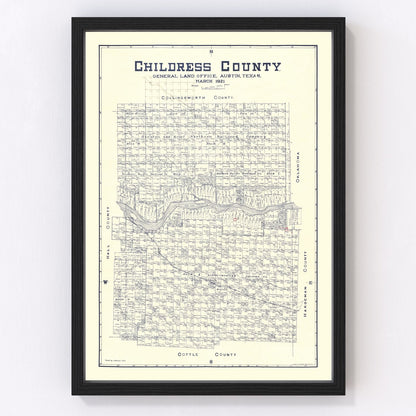 Vintage map of Childress County, Texas, 1921 - digitally restored wall art print