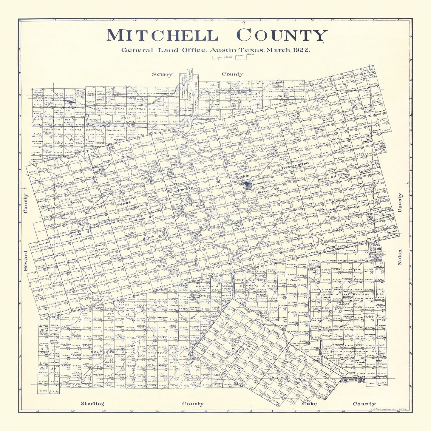 Vintage Map of Mitchell County, Texas, 1922