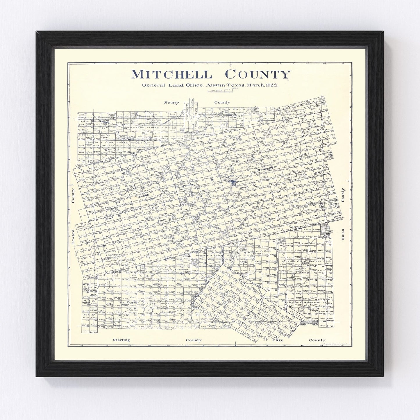 Vintage map of Mitchell County, Texas, 1922