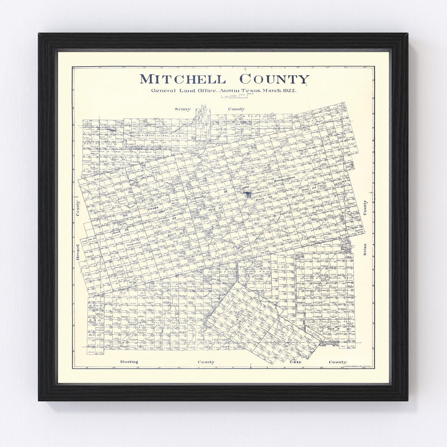Vintage map of Mitchell County, Texas, 1922