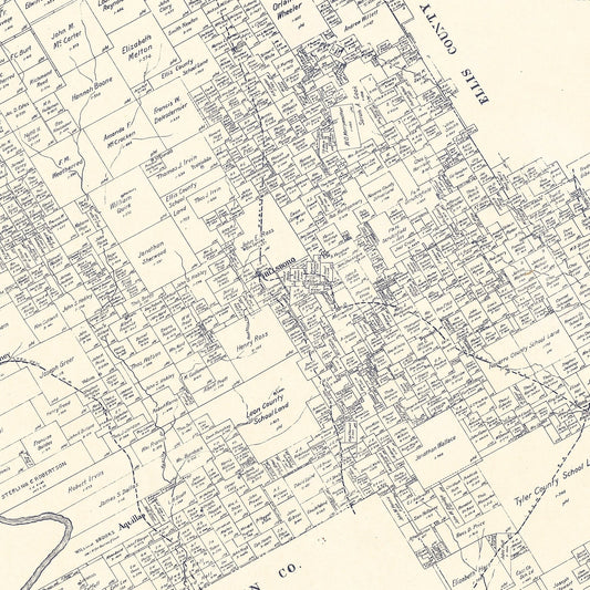 Vintage Map of Hill County, Texas, 1922