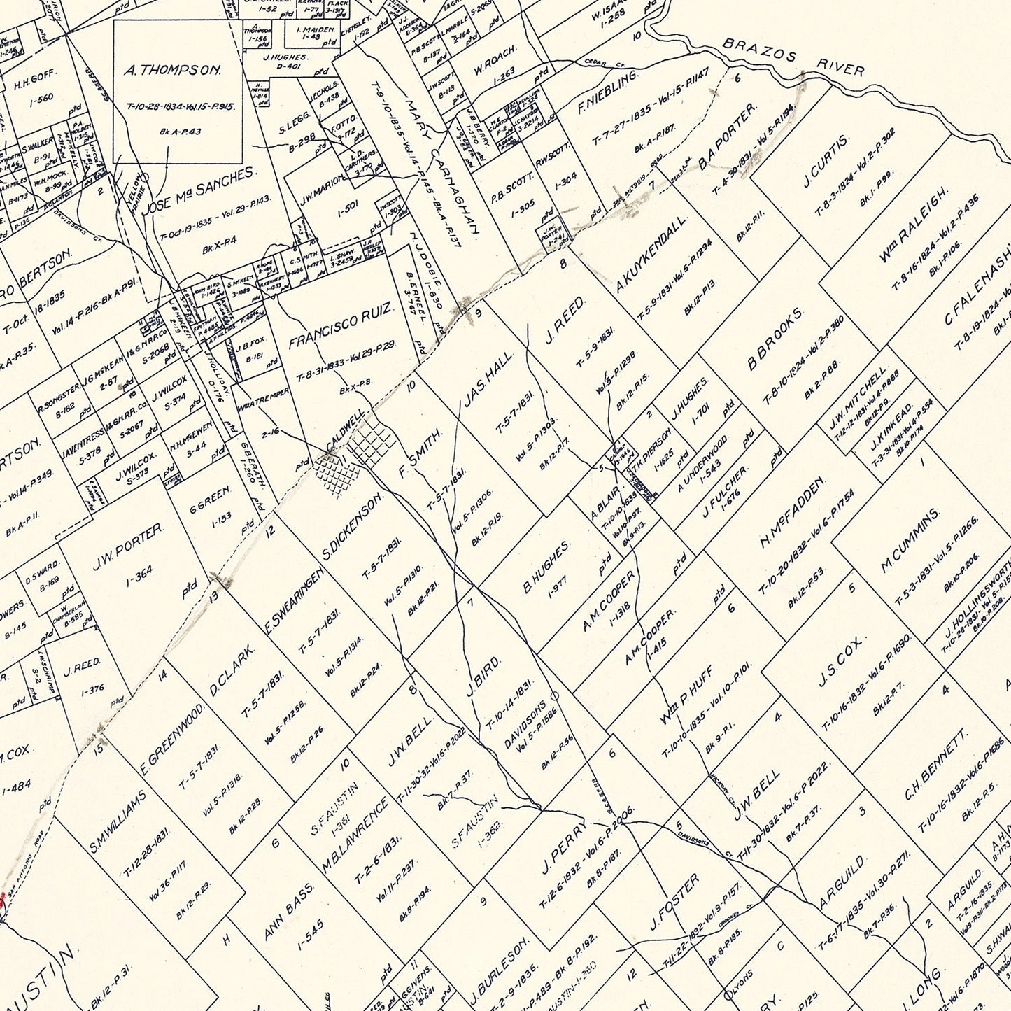 Vintage Map of Burleson County, Texas, 1920 - Print