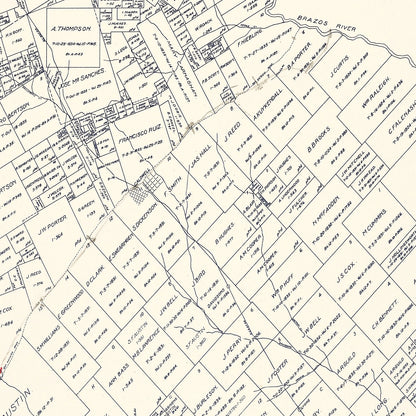 Vintage Map of Burleson County, Texas, 1920 - Print