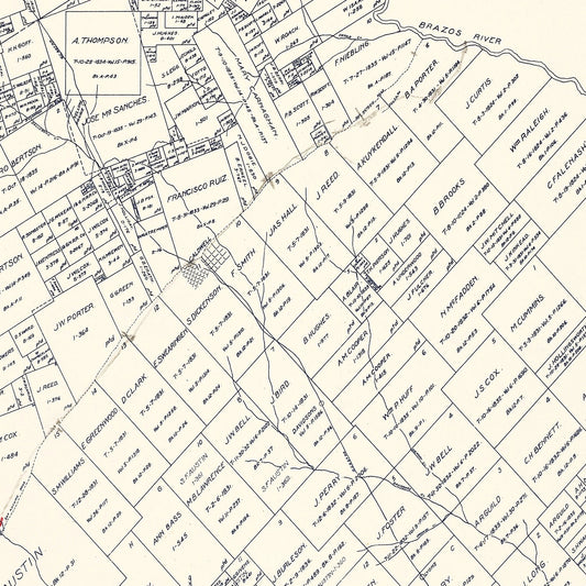 Vintage Map of Burleson County, Texas, 1920 - Print