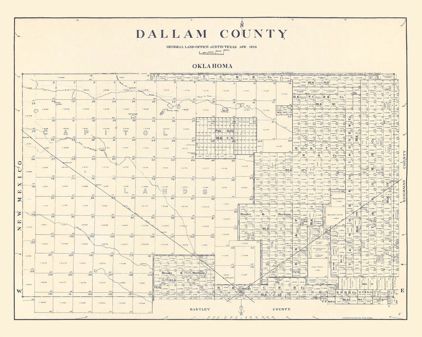 Vintage Map of Dallam County, Texas, 1926
