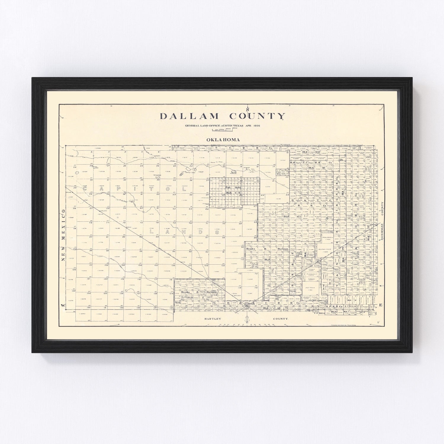 vintage map of Dallam County, Texas, 1926