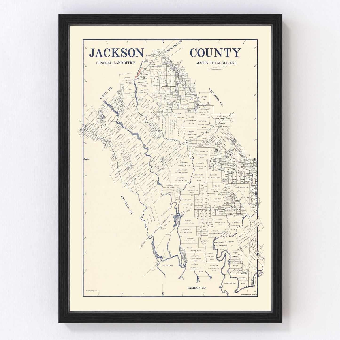 Vintage map of Jackson County, Texas, 1920