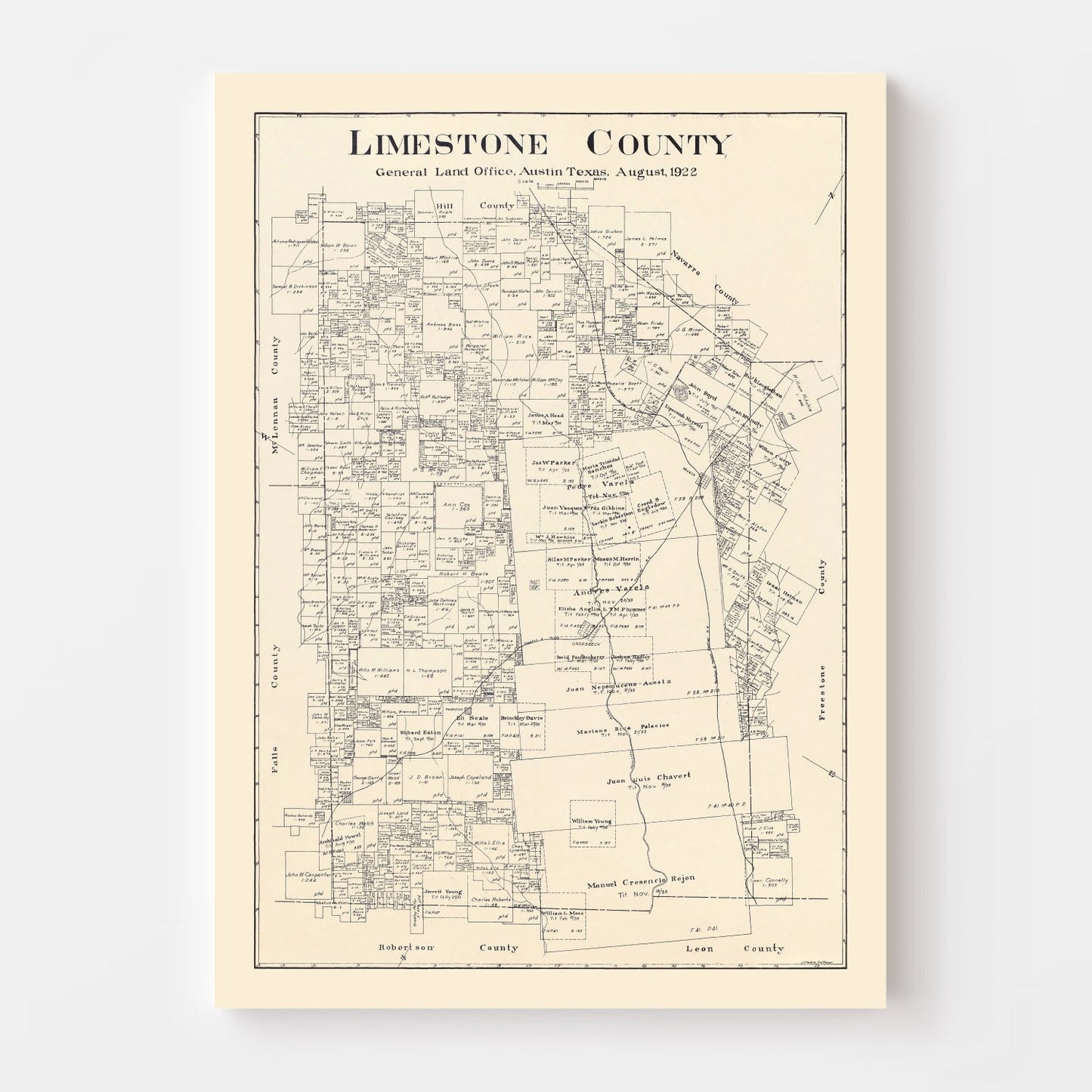 Vintage Map of Limestone County, Texas, 1922 II