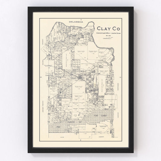 vintage map of Clay County, Texas, 1924