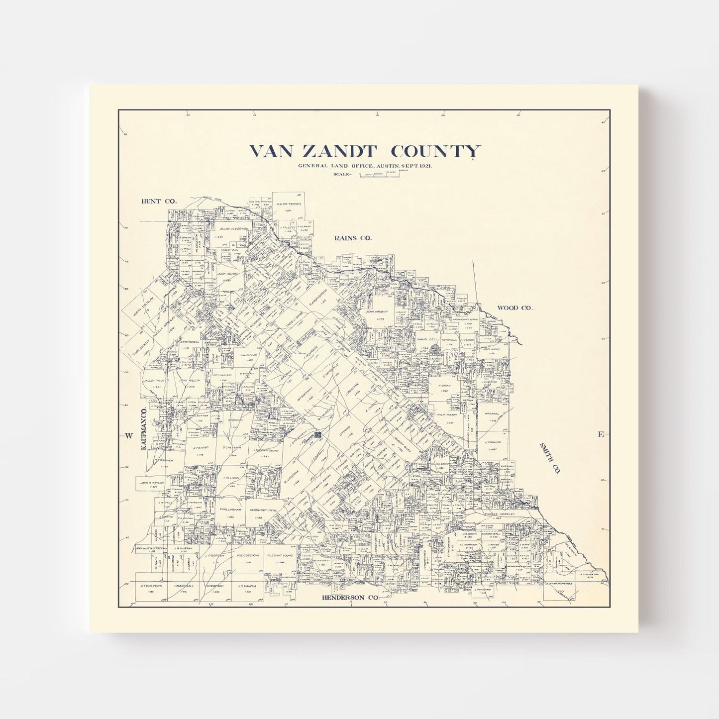 Vintage Map of Van Zandt County, Texas, 1921 (No. 1)