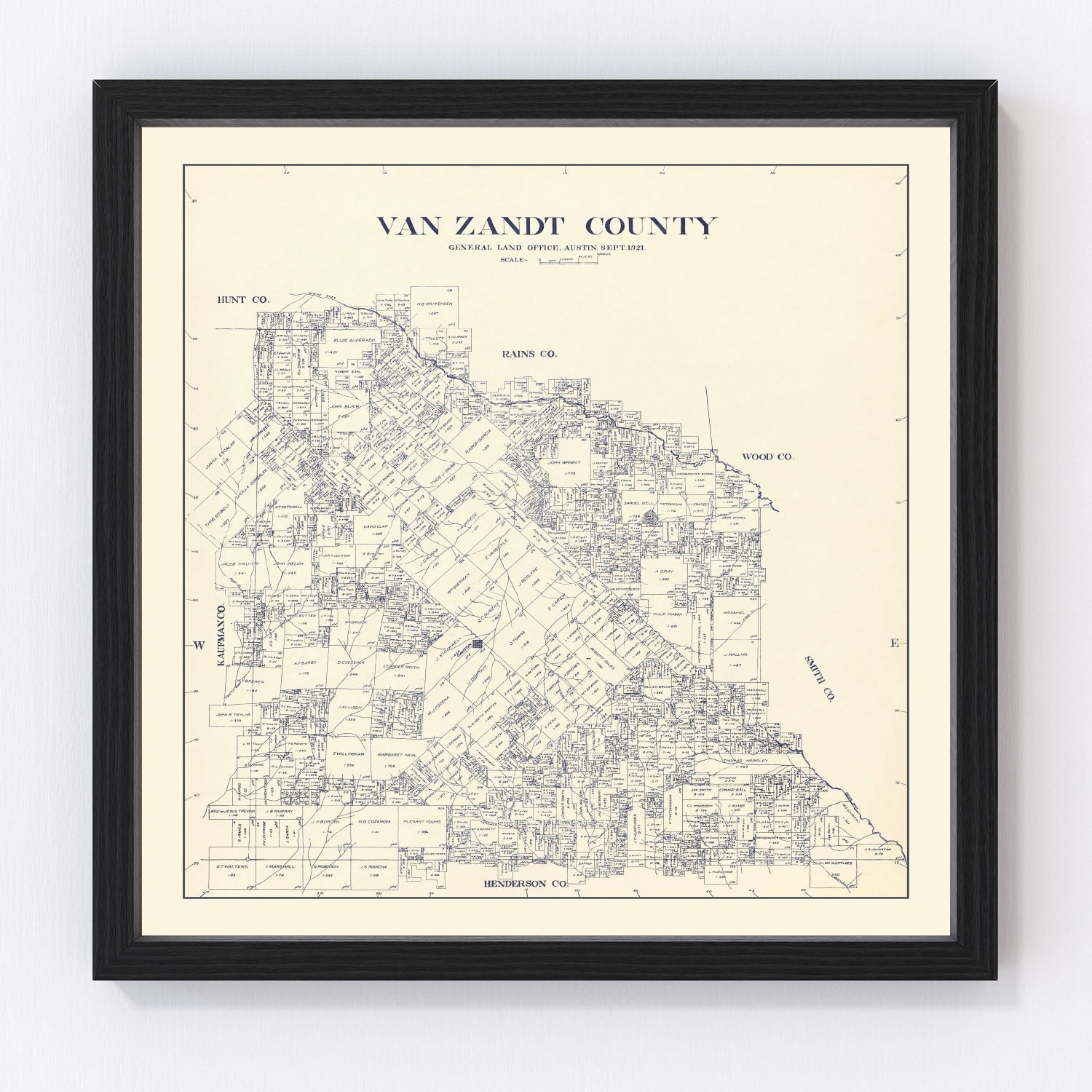 Vintage map of Van Zandt County, Texas, 1921