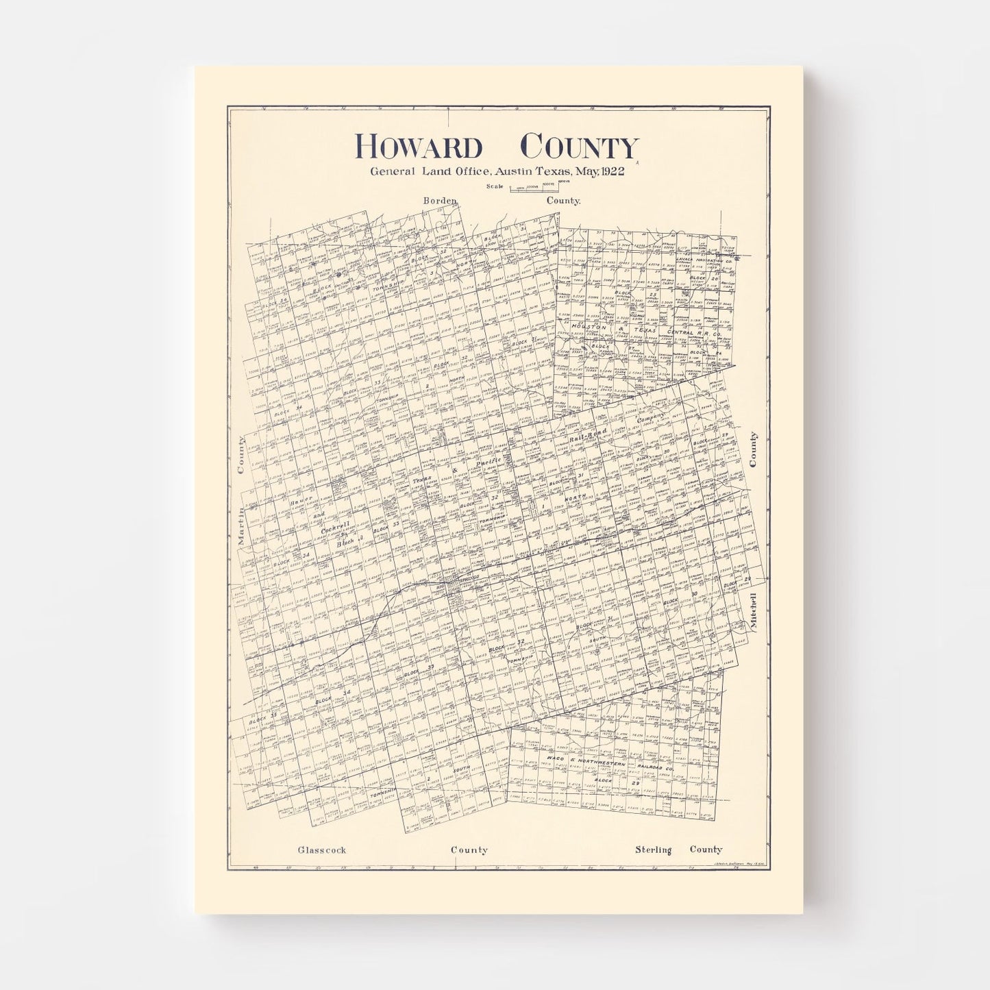 Vintage Map of Howard County, Texas, 1922 (Coahoma)