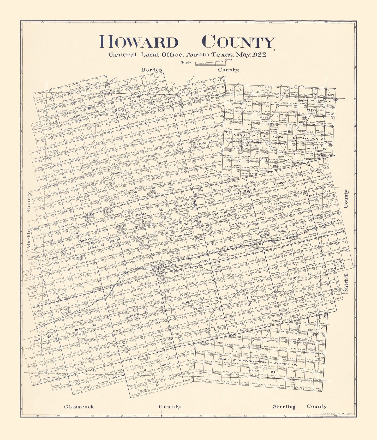 Vintage Map of Howard County, Texas, 1922 (Coahoma)