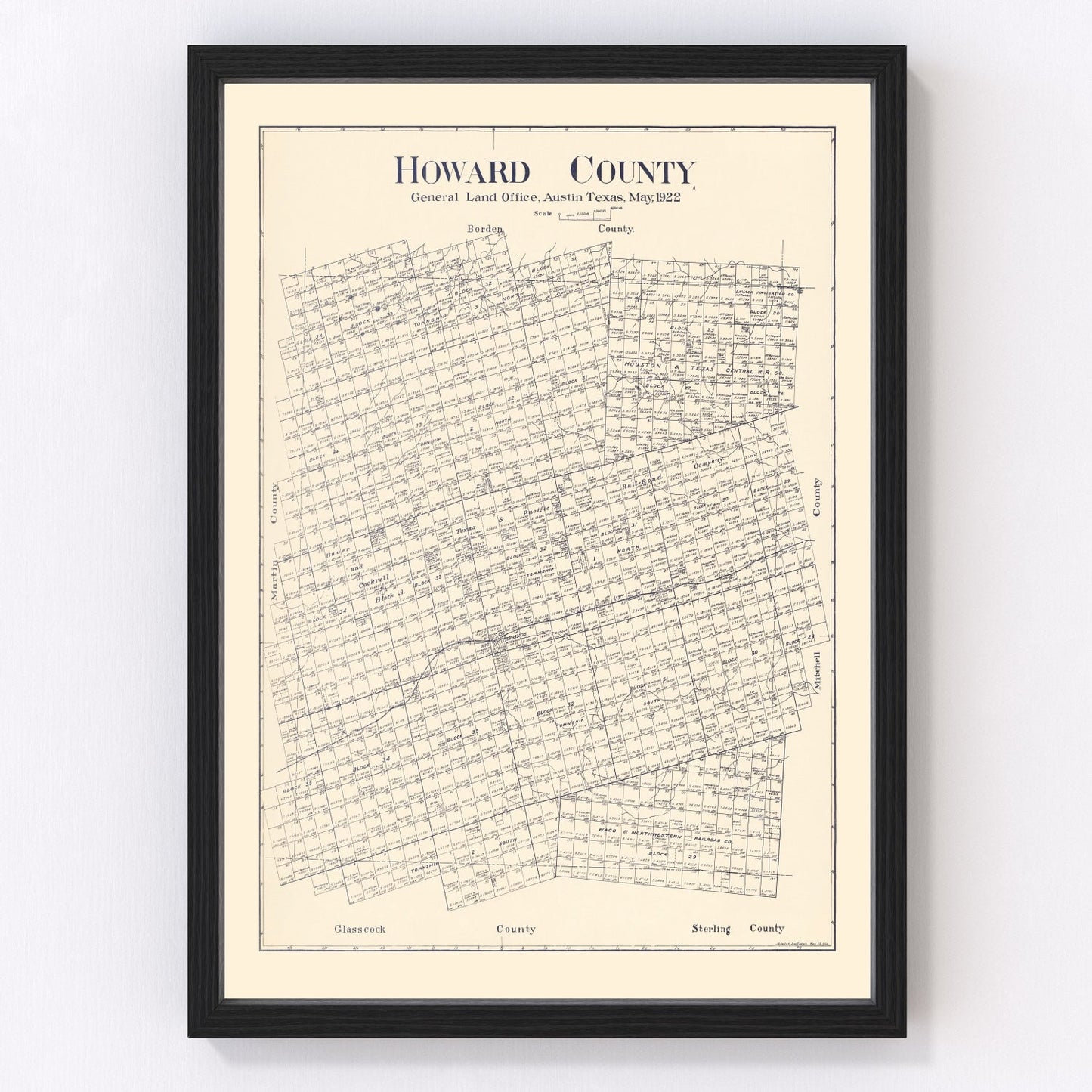 Vintage map of Howard County, Texas, 1922