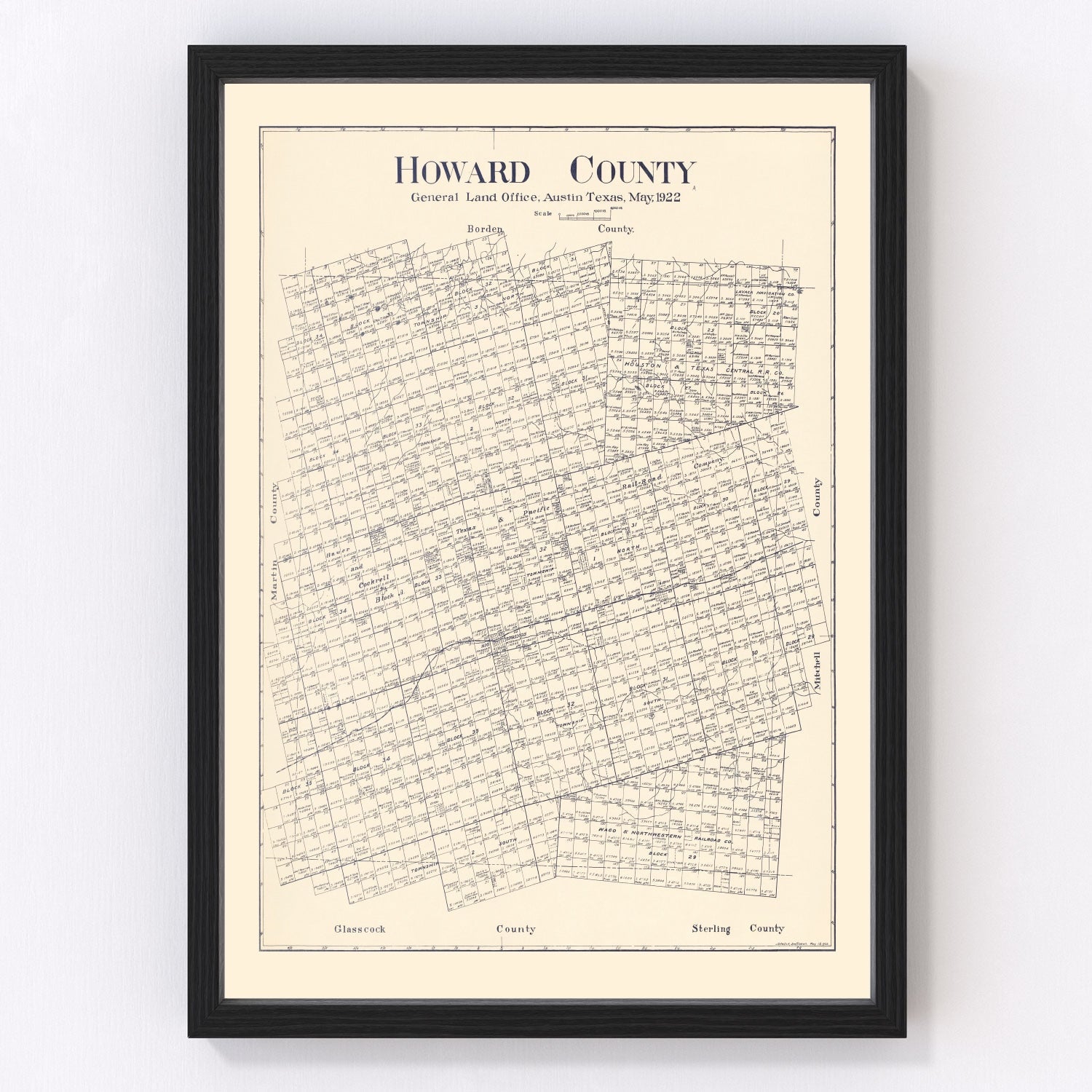 Vintage map of Howard County, Texas, 1922