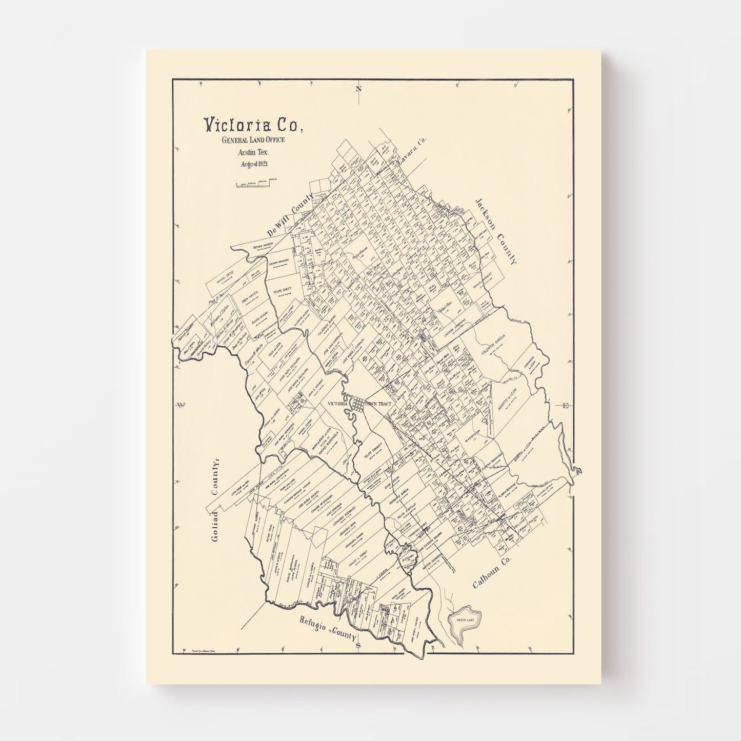 Vintage Map of Victoria County, Texas, 1921