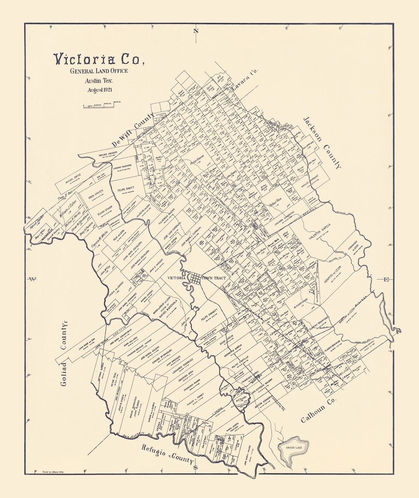 Vintage Map of Victoria County, Texas, 1921