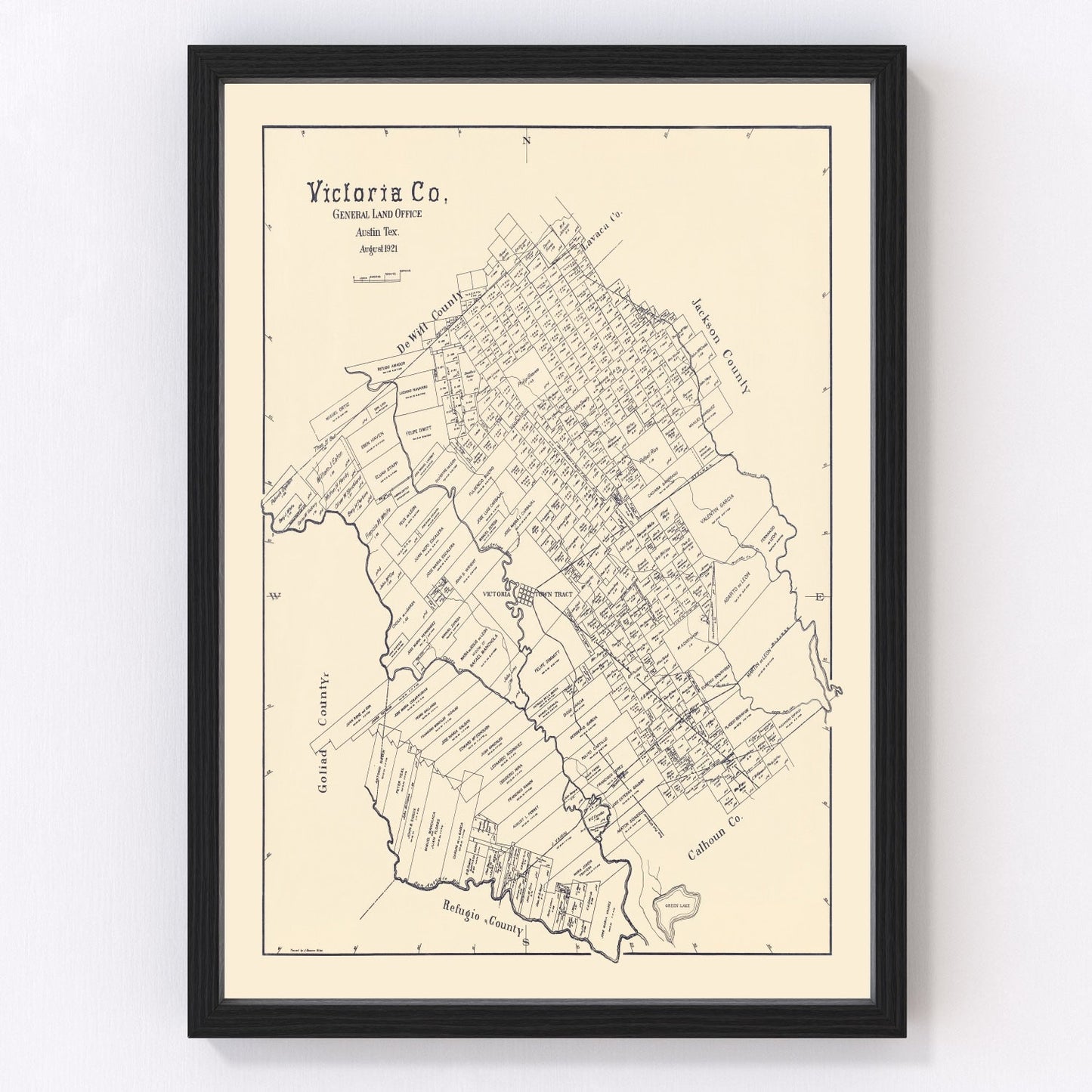 vintage map of Victoria County, Texas, 1921