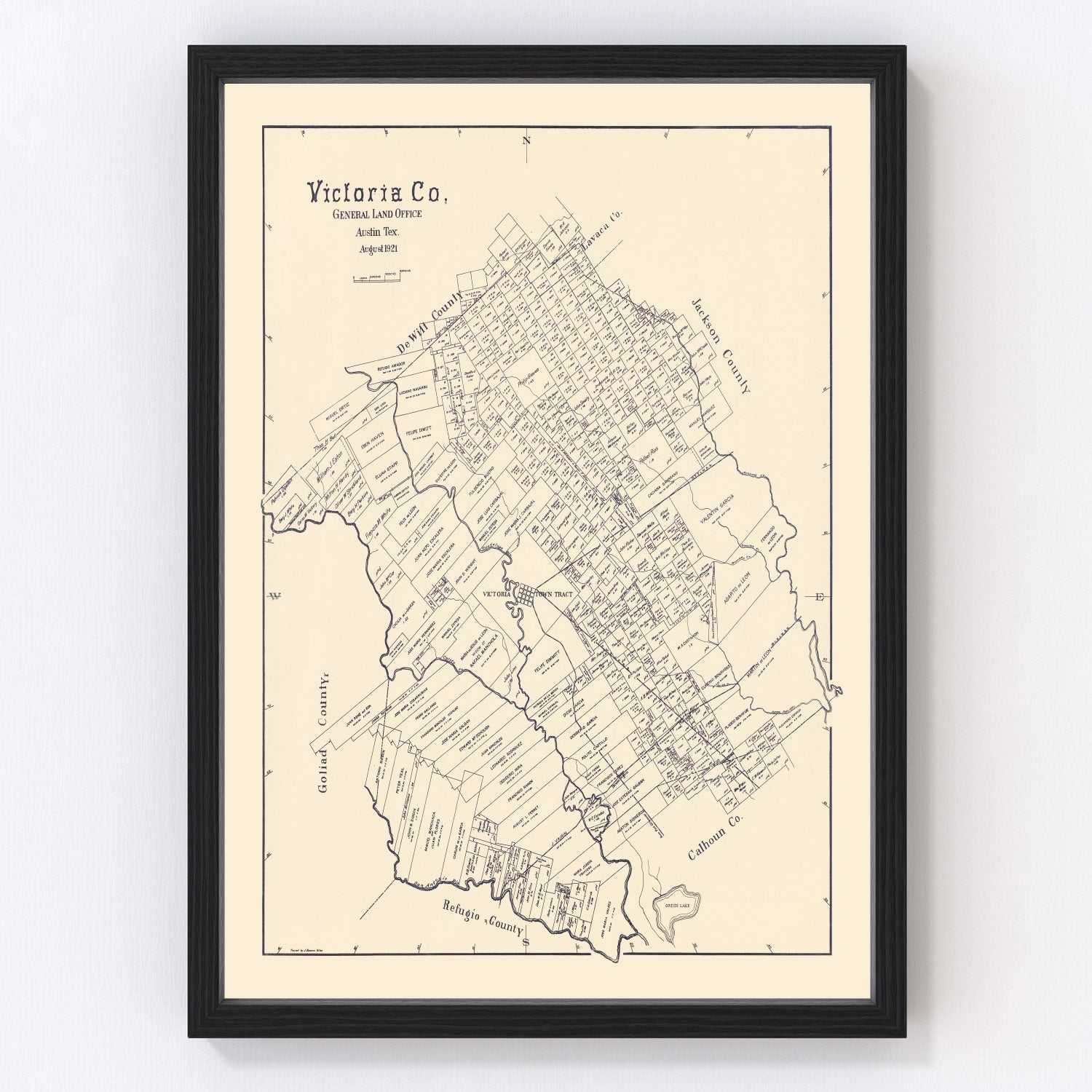 vintage map of Victoria County, Texas, 1921