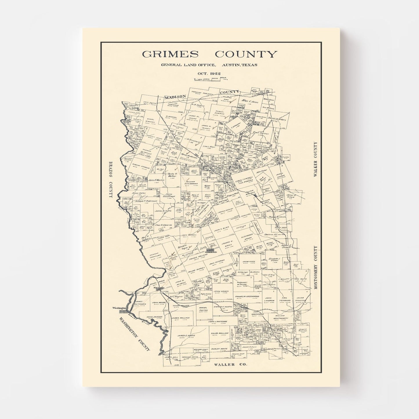 Vintage Map of Grimes County, Texas, 1922 II