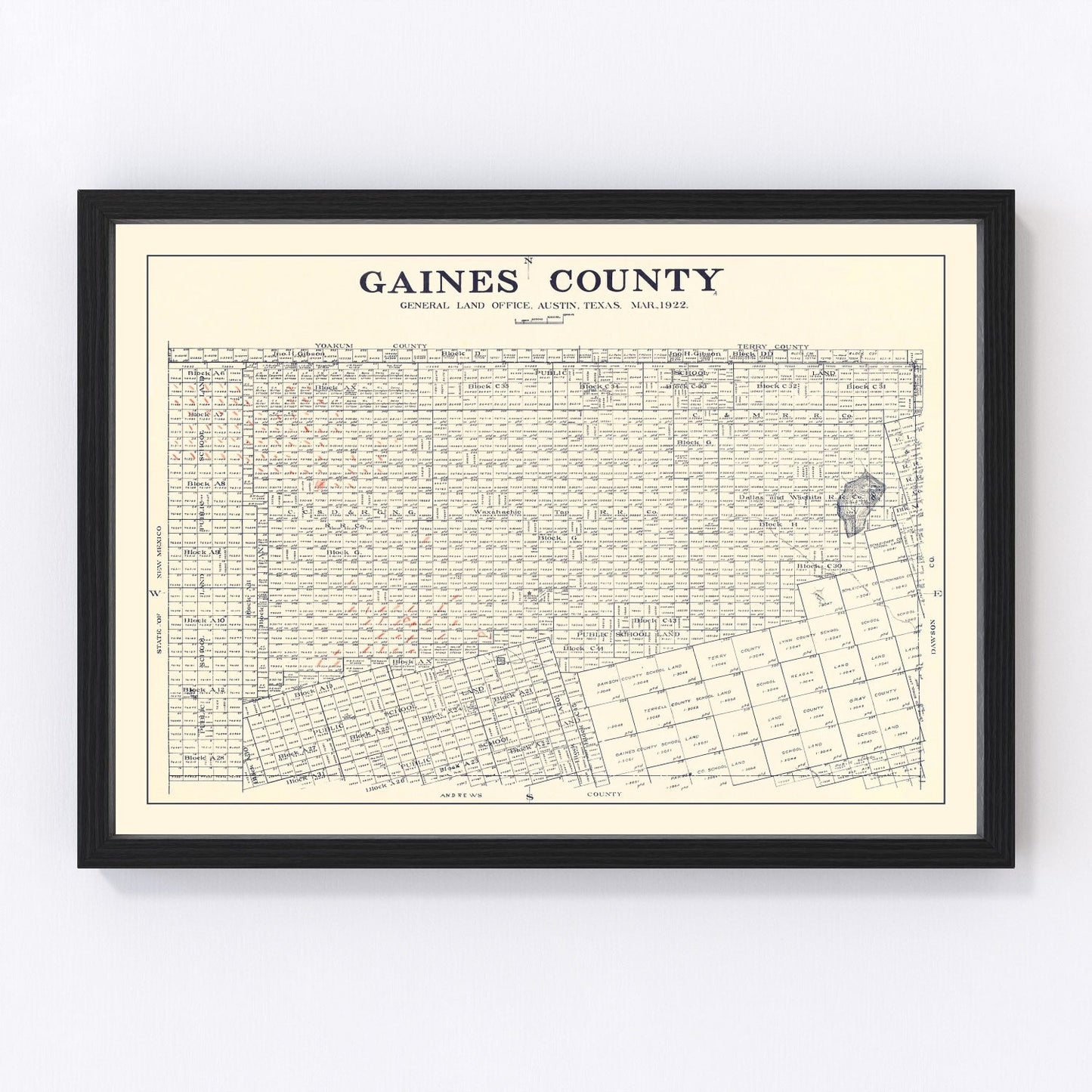 vintage map of Gaines County, Texas, 1922