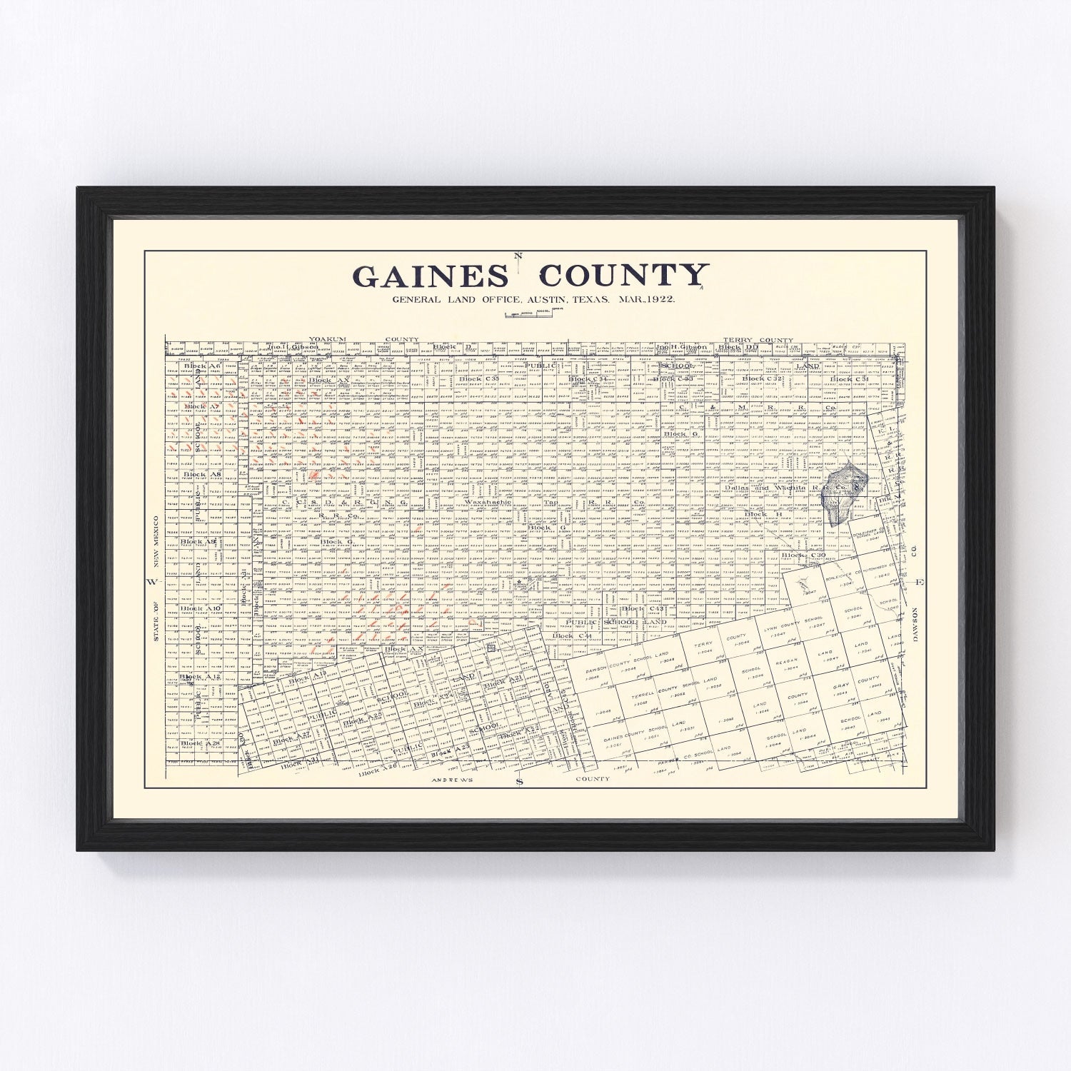 vintage map of Gaines County, Texas, 1922