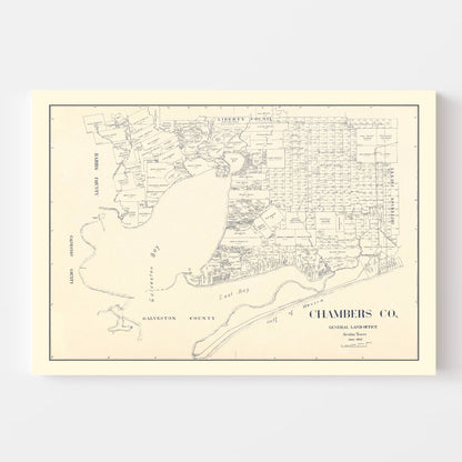 Vintage Map of Chambers County, Texas, 1922