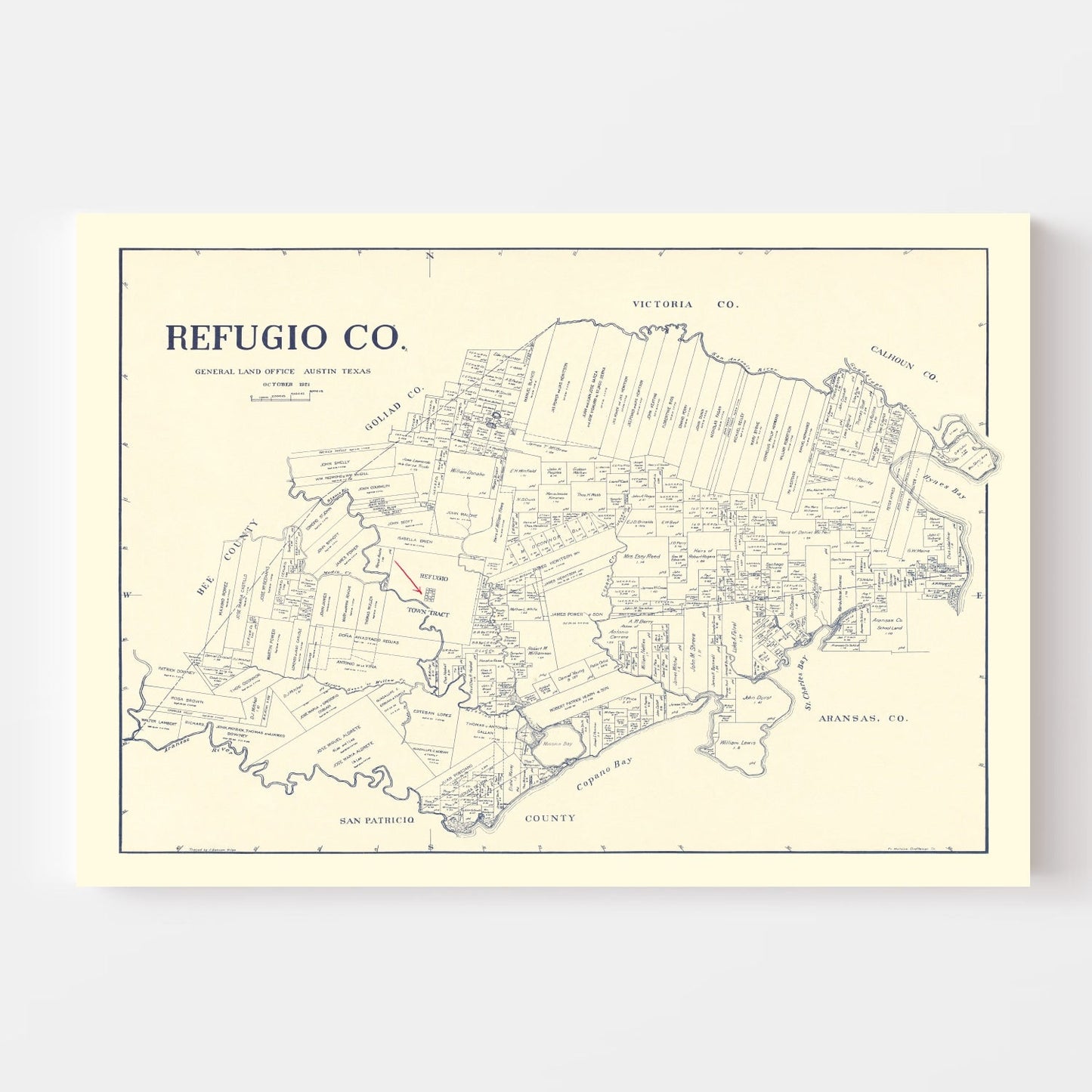 Vintage Map of Refugio County, Texas, 1921 II