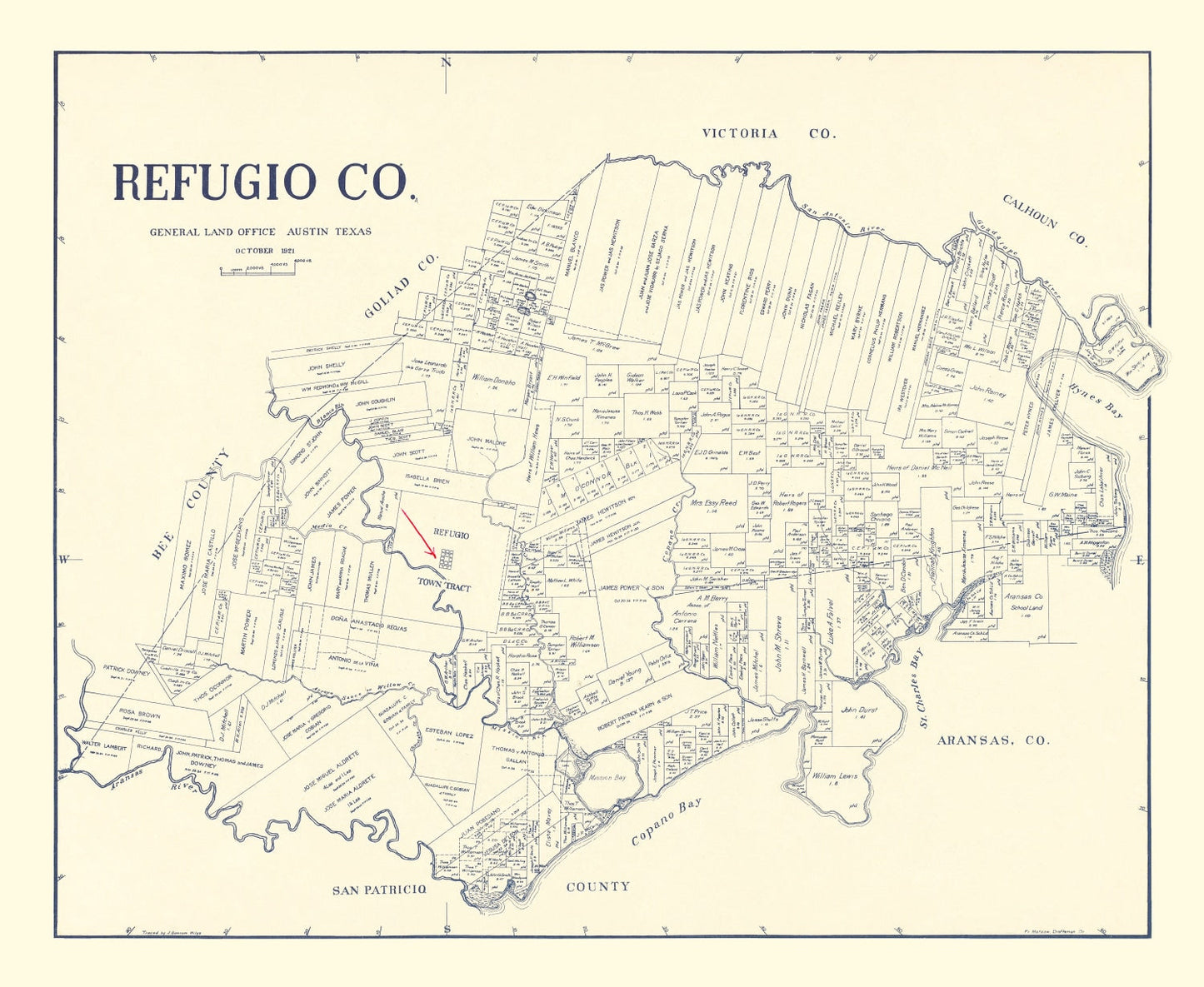 Vintage Map of Refugio County, Texas, 1921 II