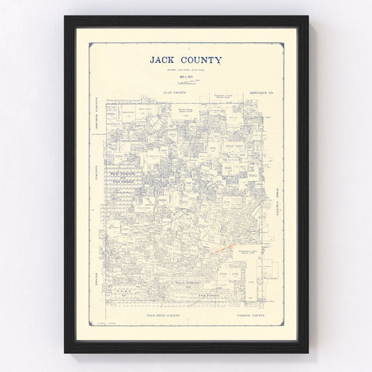 Vintage map of Jack County, Texas, 1925