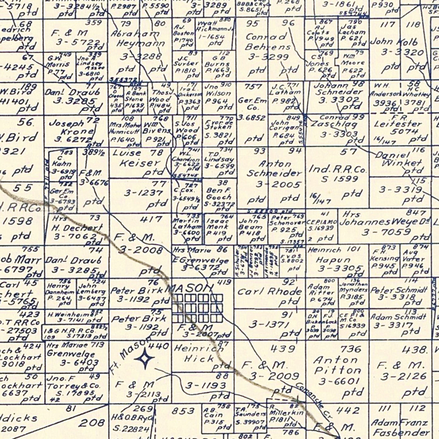 Vintage Map of Mason County, Texas, 1921 Historic