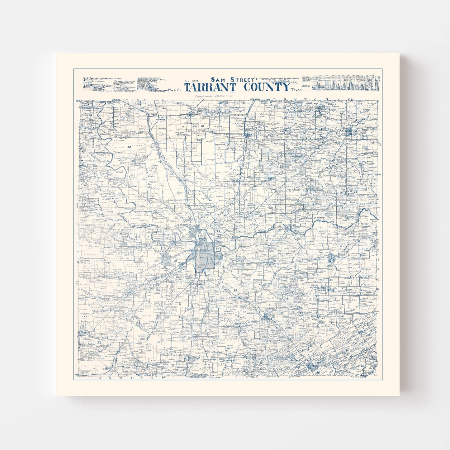 Vintage Map of Tarrant County, Texas, 1925