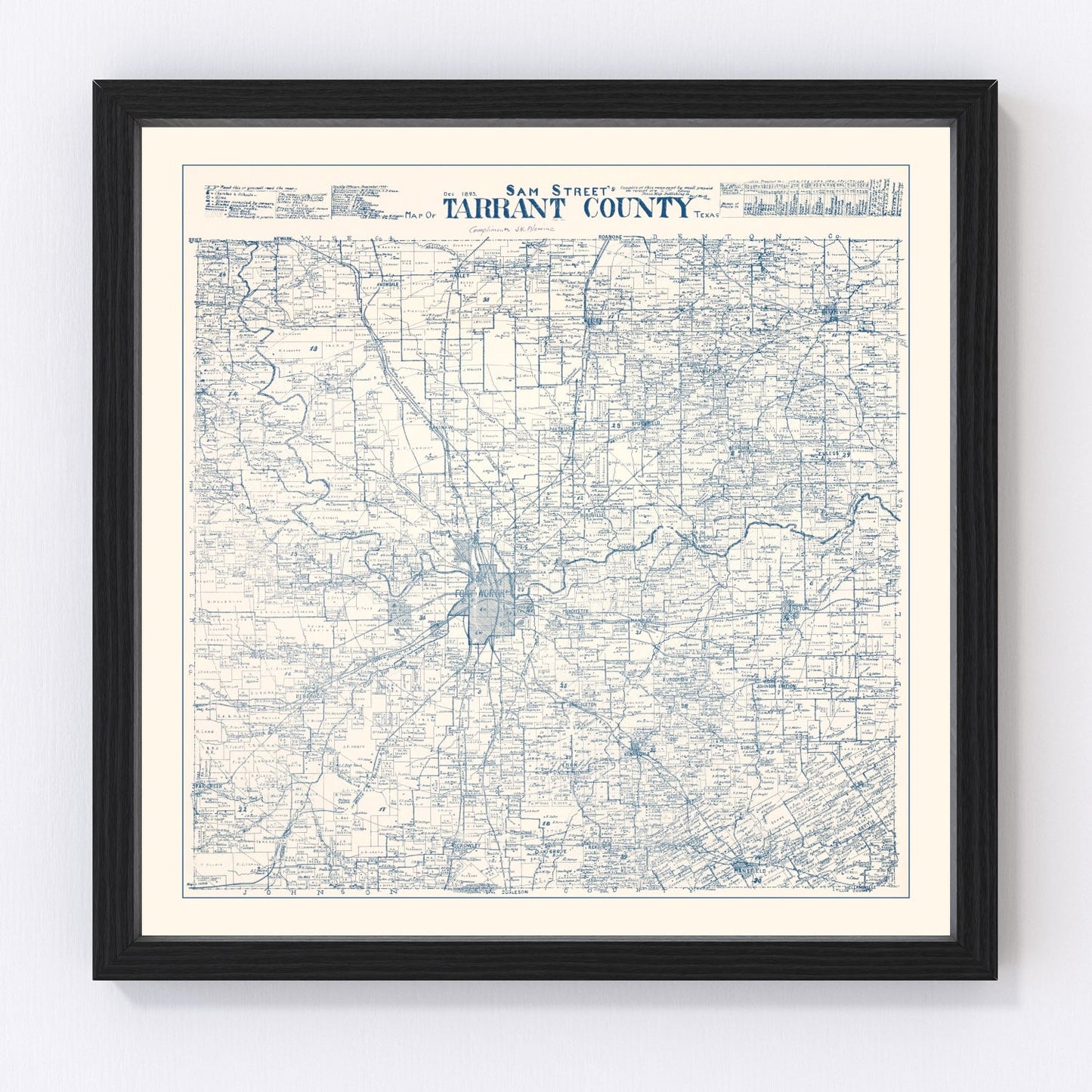 vintage map of Tarrant County, Texas, 1925