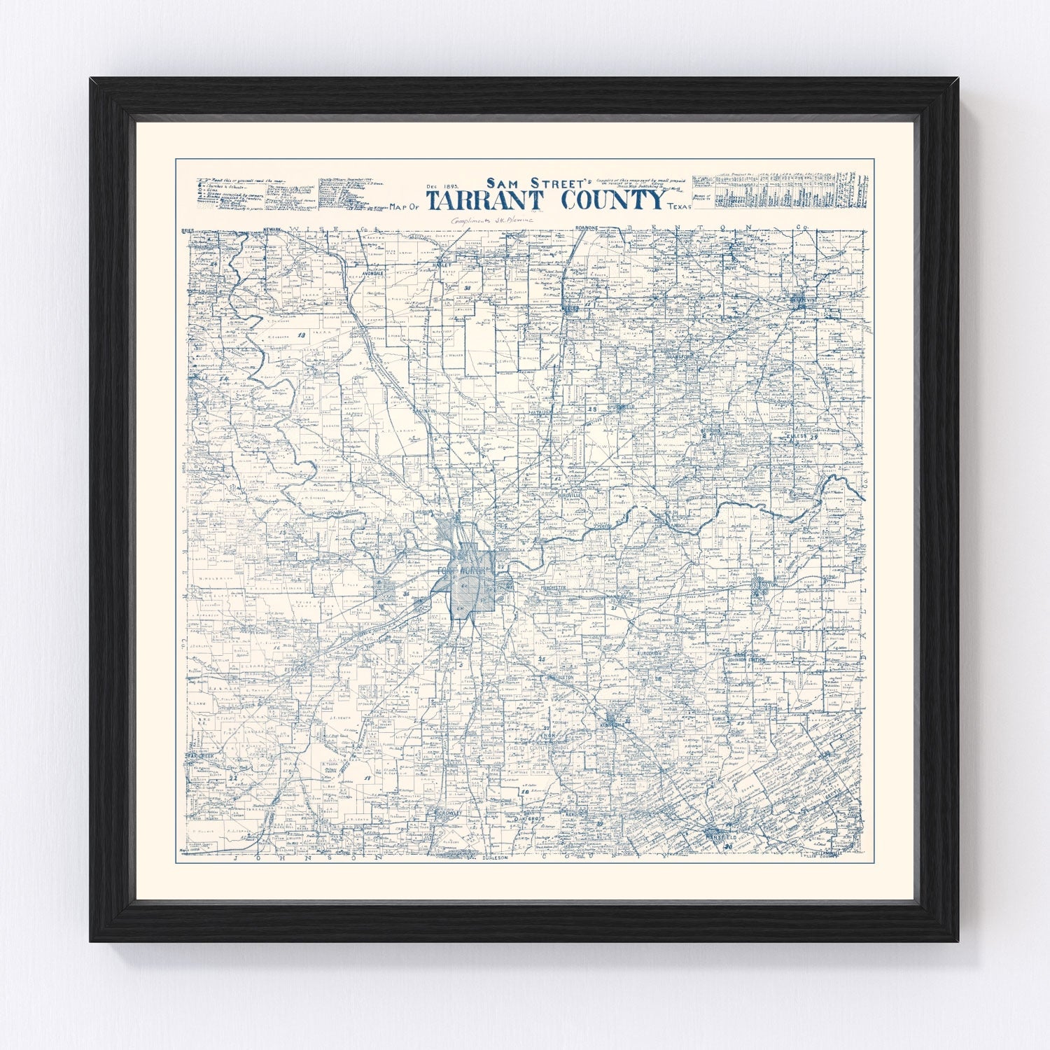 vintage map of Tarrant County, Texas, 1925