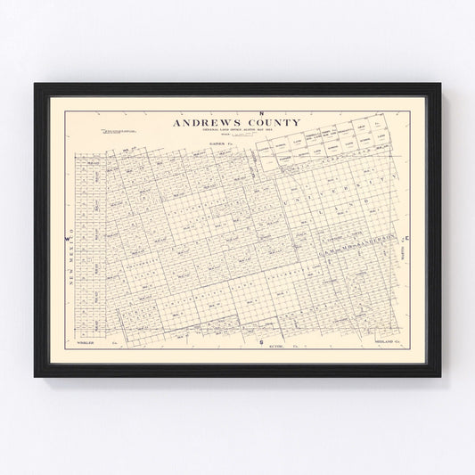 Restored vintage map of Andrews County, Texas, 1925