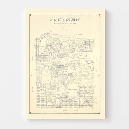 Vintage Map of Archer County, Texas, 1926