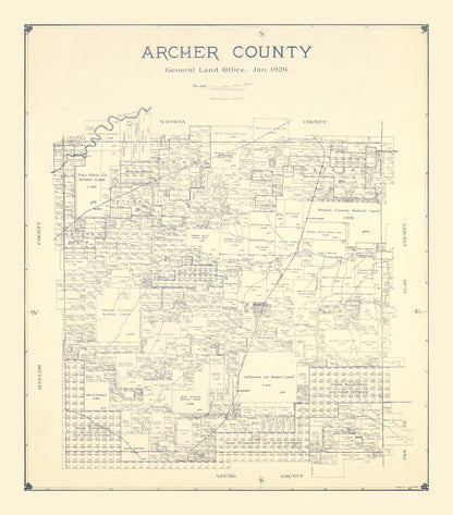 Vintage Map of Archer County, Texas, 1926