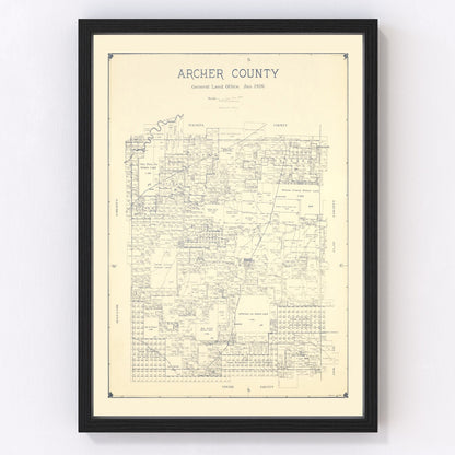 vintage map of Archer County, Texas, 1926