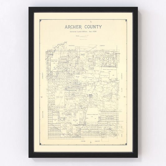 vintage map of Archer County, Texas, 1926