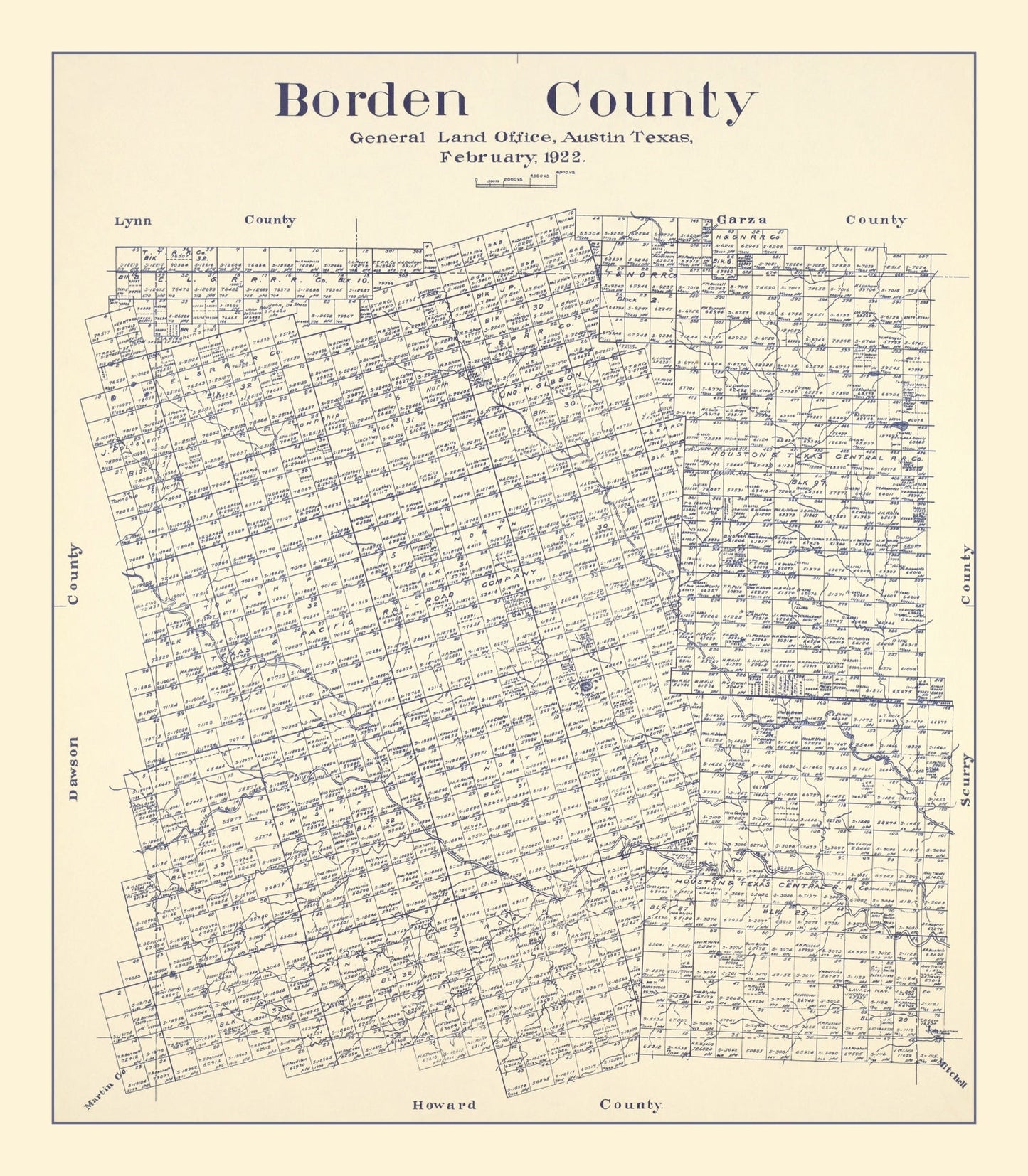 Vintage Map of Borden County, Texas, 1922
