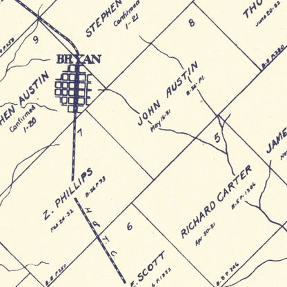 Vintage Map of Brazos County, Texas 1922