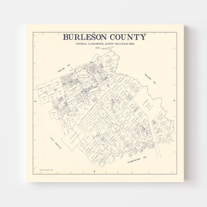Vintage Map of Burleson County, Texas, 1920