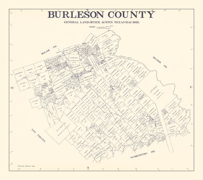 Vintage Map of Burleson County, Texas, 1920