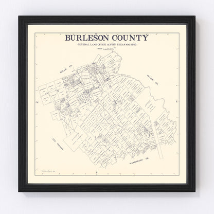 Vintage map of Burleson County, Texas, 1920, Caldwell and Somerville