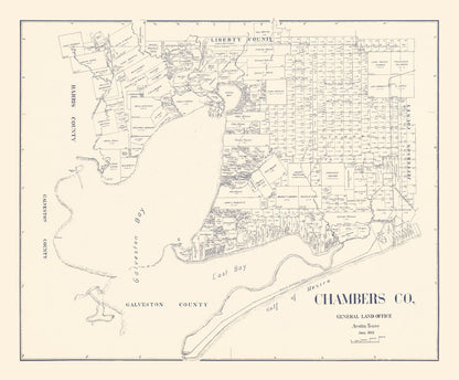 Vintage Map of Chambers County, Texas, 1922 Wall Art