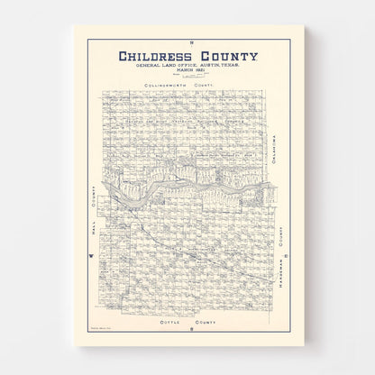 Vintage Map of Childress County, Texas, 1921 Wall Art