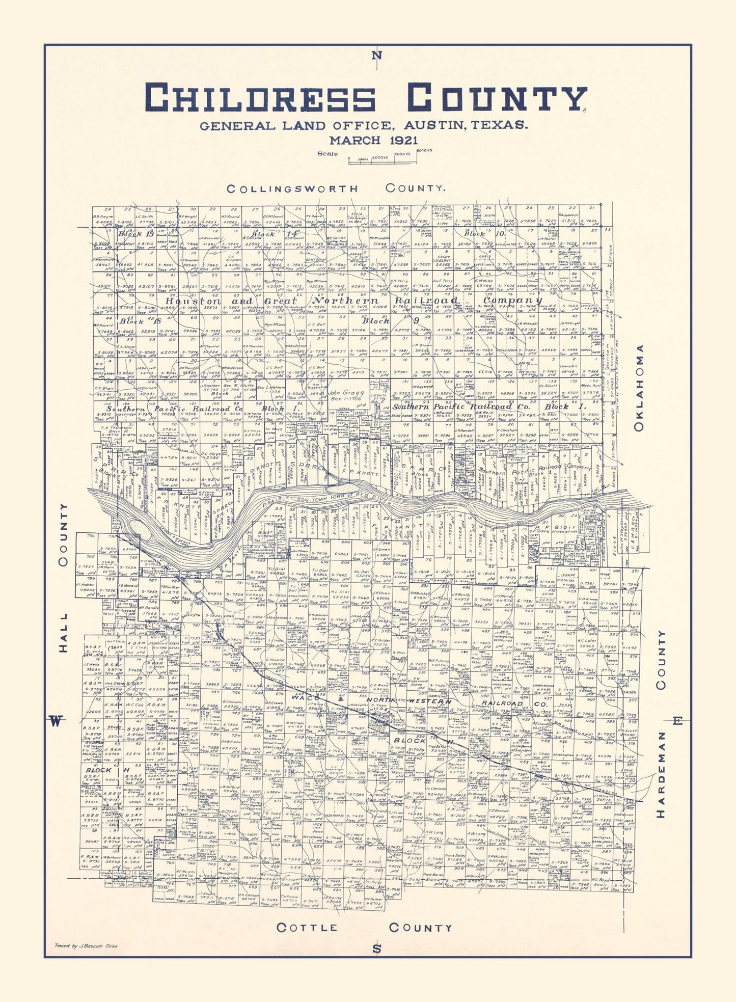 Vintage Map of Childress County, Texas, 1921 Wall Art