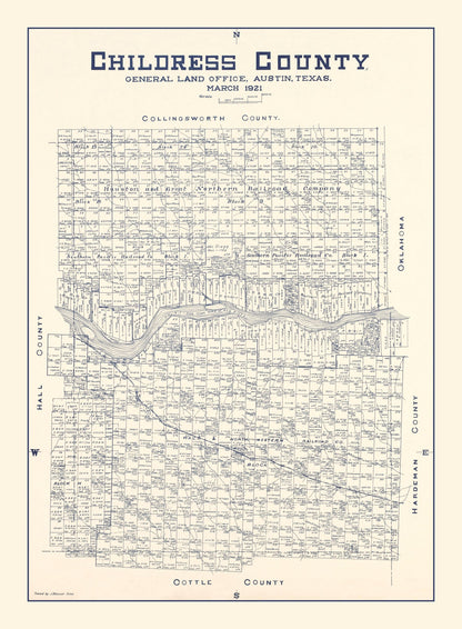 Vintage Map of Childress County, Texas, 1921 Wall Art