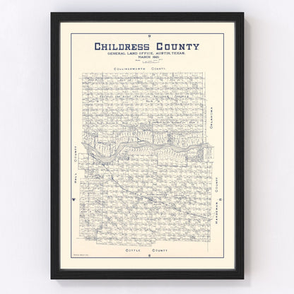 Vintage map of Childress County, Texas, 1921 - digitally restored wall art print