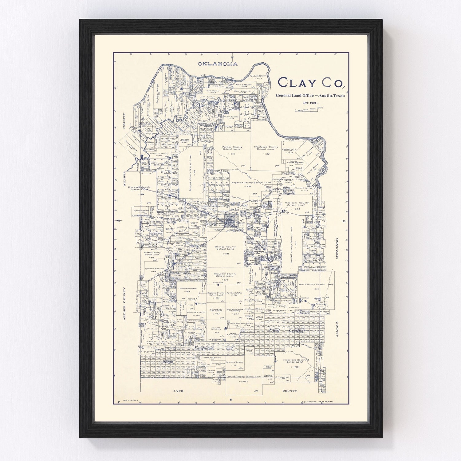 vintage map of Clay County, Texas, 1924